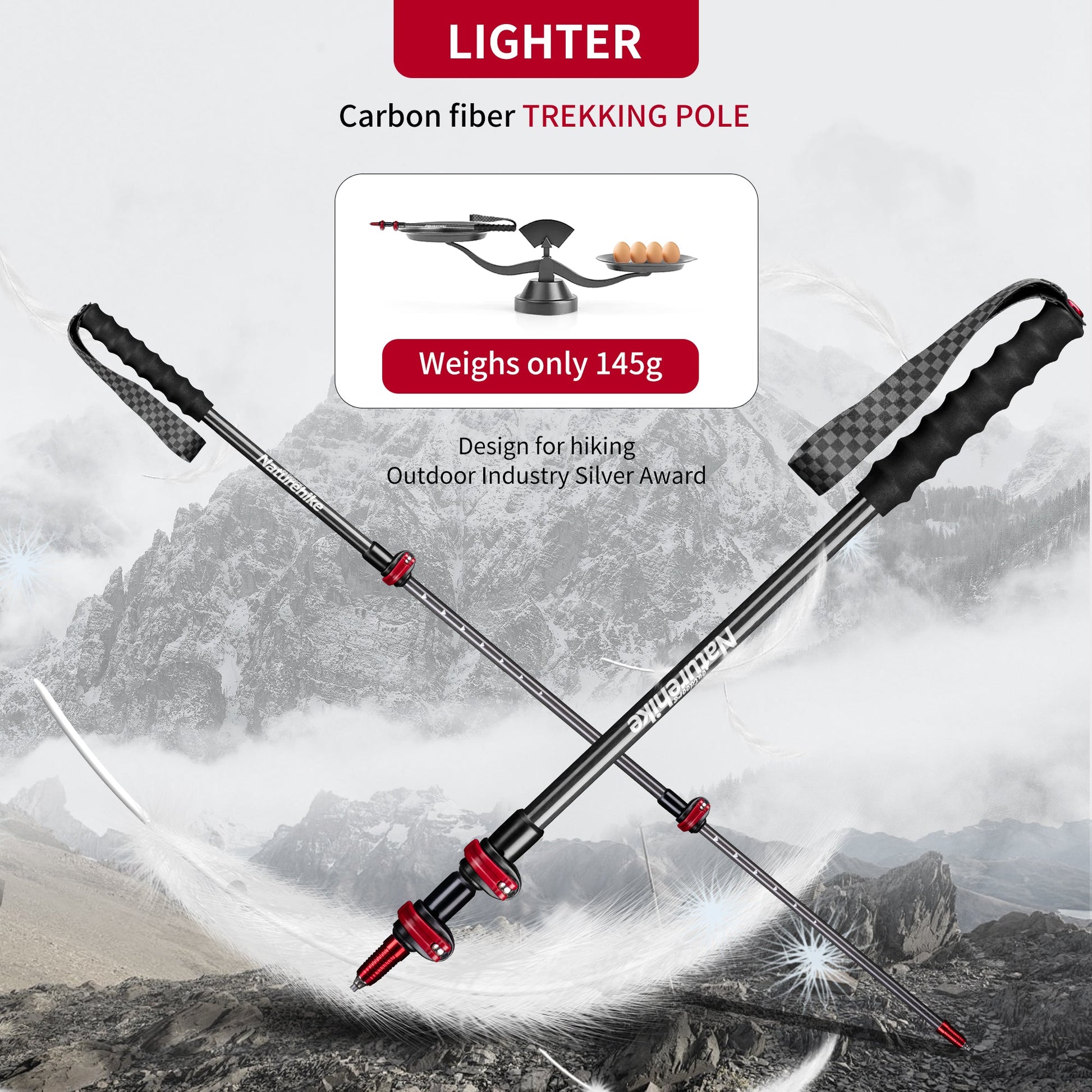 First Snow EXT2 - UltraLight Carbon Fiber External Lock Trekking Pole