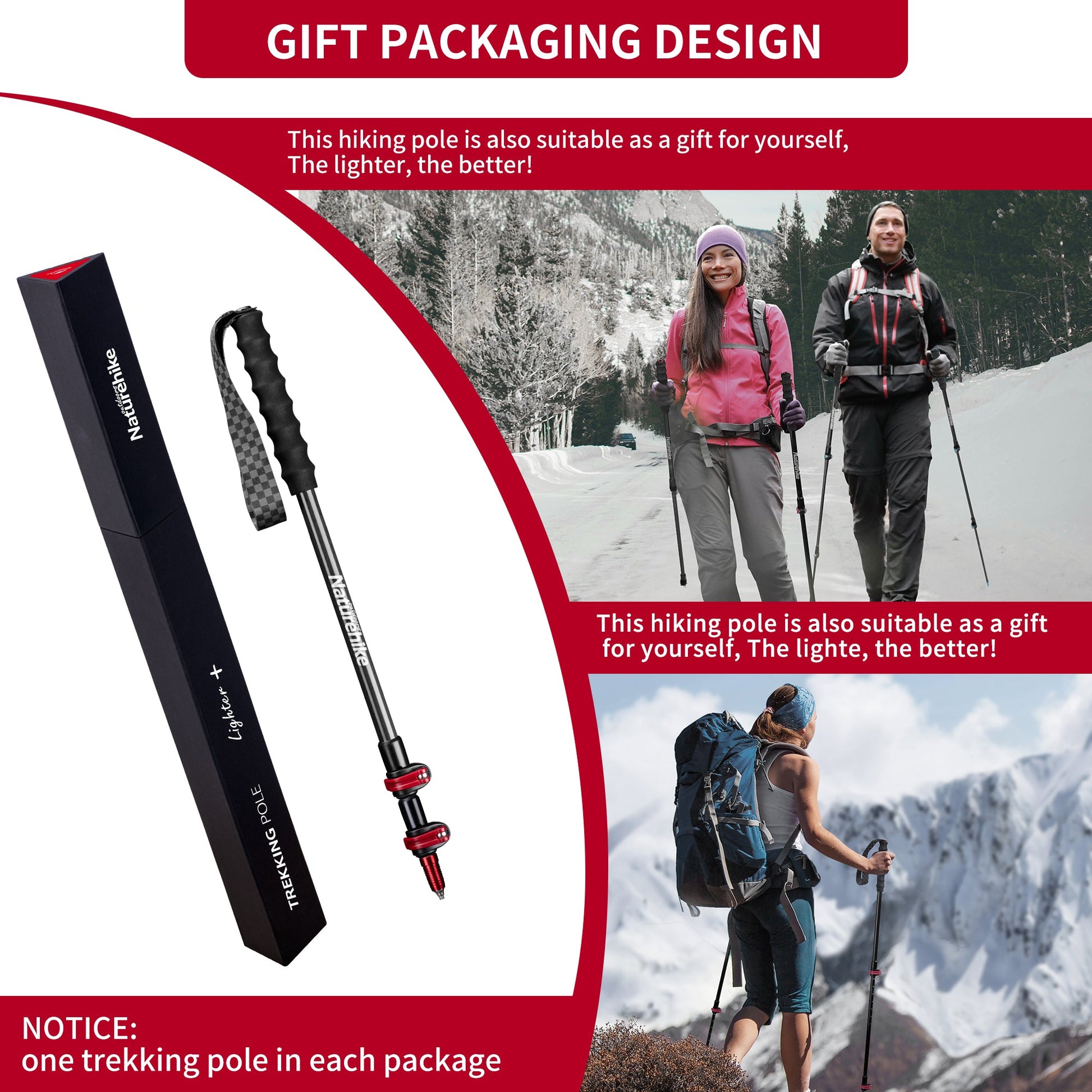 First Snow EXT2 - UltraLight Carbon Fiber External Lock Trekking Pole