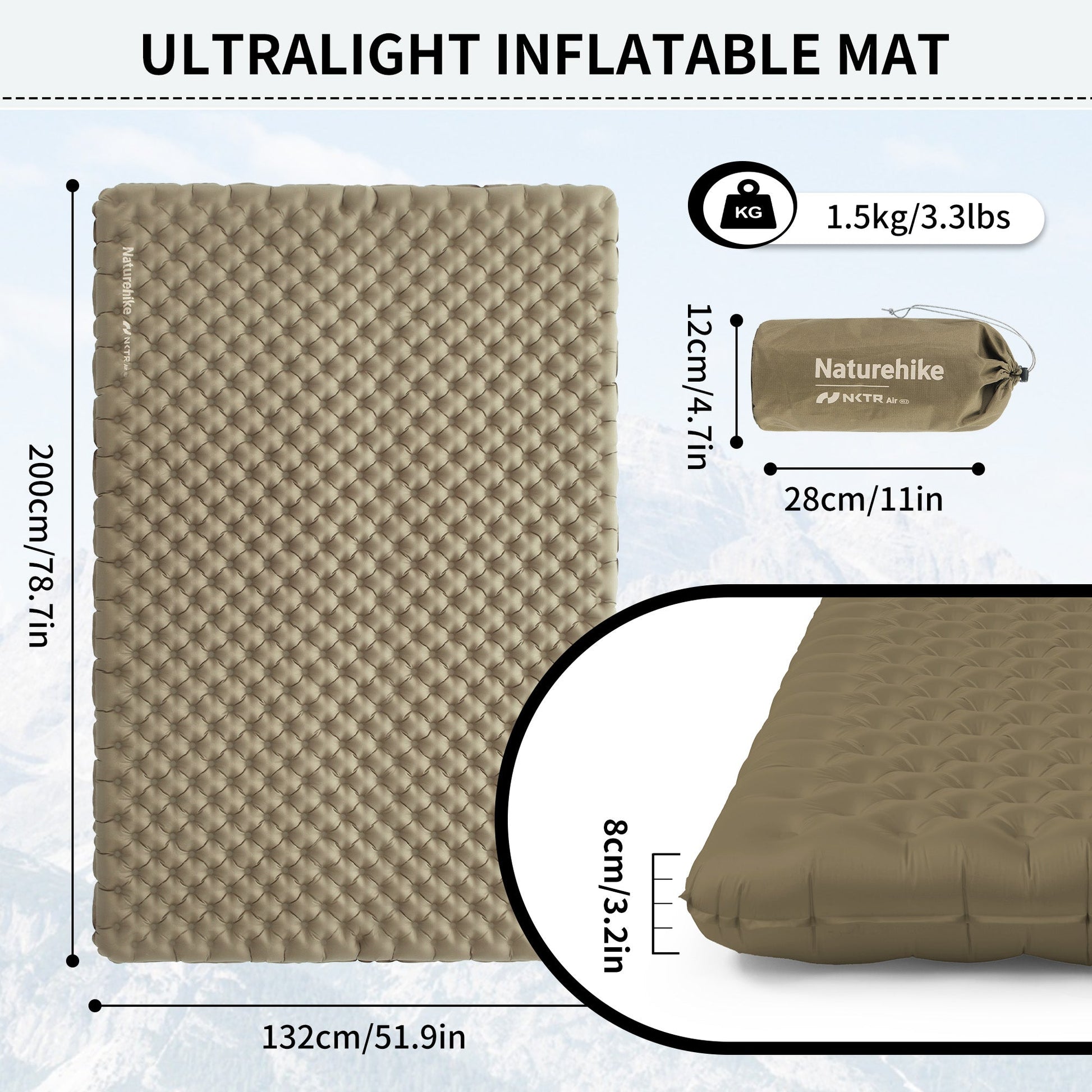 TuYe 3.2 Ultra Light Inflatable Double Sleeping Pad