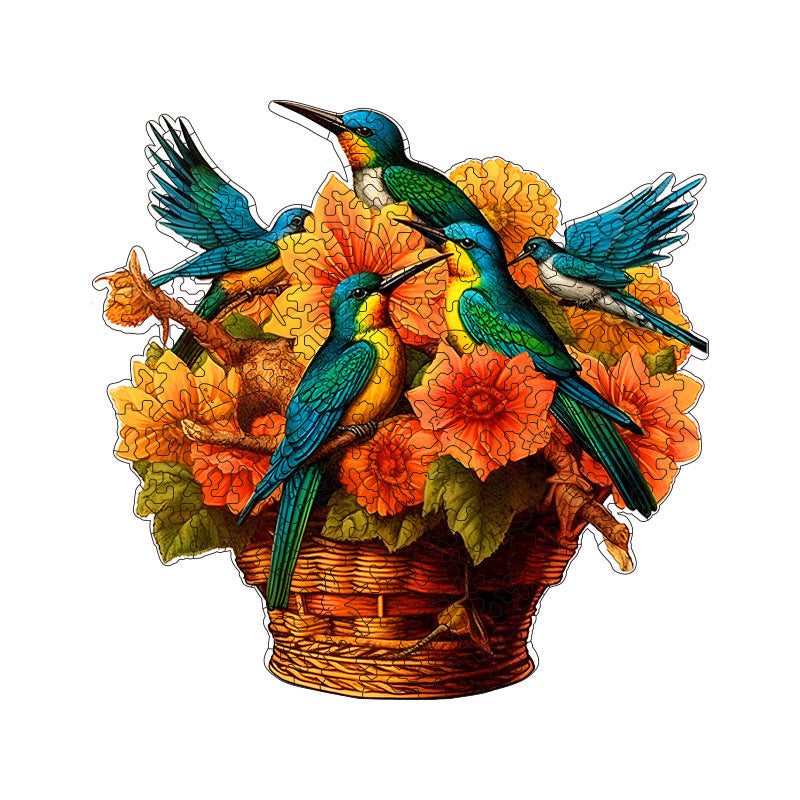 Hummingbird Basket Wooden Jigsaw Puzzle